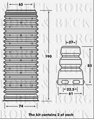 BORG & BECK bpk7001 -  Пылезащитный комплект, амортизатор